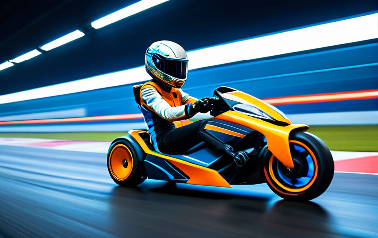 A dynamic, stylized KartRider-like female character, inspired by "Flash Fury Finn", wearing a modest, futuristic racing suit with a sleek helmet. She is captured mid-drift on a vibrant, neon-lit race track, her expression focused and determined. The background features motion blur to convey high speed, with other karts faintly visible in the distance. Professional studio photography, high detail, sharp focus, perfect anatomy, correct proportions, natural pose, well-formed hands, proper finger count, natural body proportions, safe for work, appropriate content, fully clothed, family-friendly.
